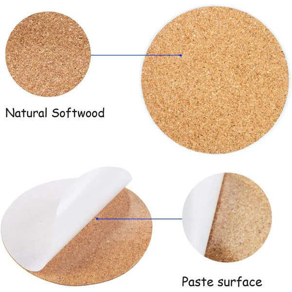  Adhesive Coaster Cork Sheet Round (Pack Of 50 Sheets)