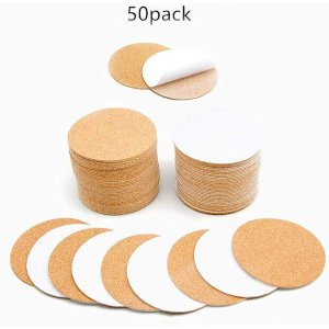  Adhesive Coaster Cork Sheet Round (Pack Of 50 Sheets)